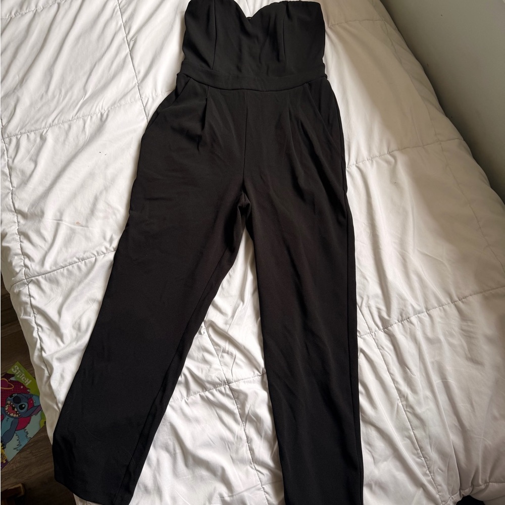 Express Black Strapless Jumpsuit